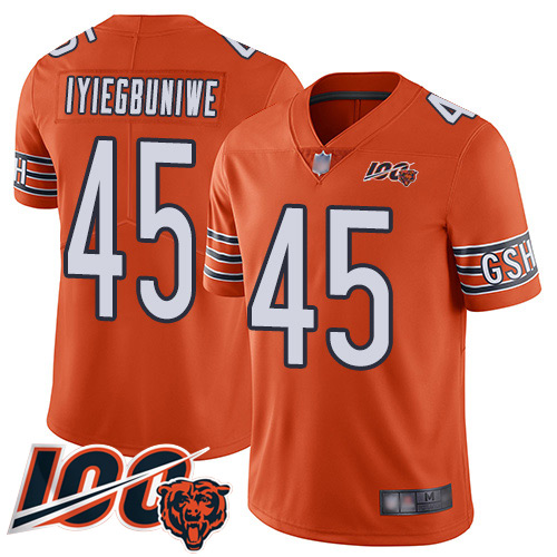 Chicago Bears Limited Orange Men Joel Iyiegbuniwe Alternate Jersey NFL Football #45 100th Season